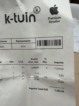 iPhone 15 Pro + 6 fundas, factura de k-tuin 08/24