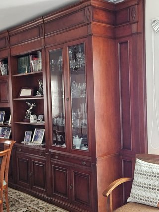 Mueble de salón completo madera oscura