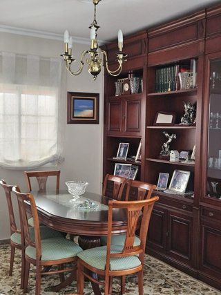 Mueble de salón completo madera oscura