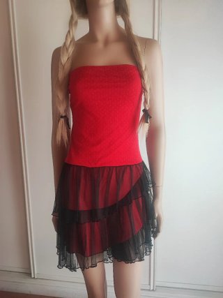 Vestido Negro y Rojo Talla M