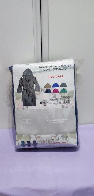 Accappatoio in Waffle Blu Taglia M