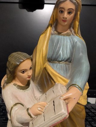 Estatueta Antiga Santa Ana e Virgem Maria
