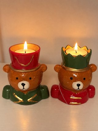 Set de 2 Porta Velas Ositos Cascanueces