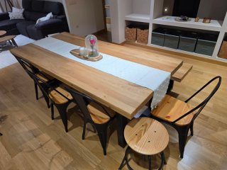 Conjunto Comedor Madera Roble Industrial
