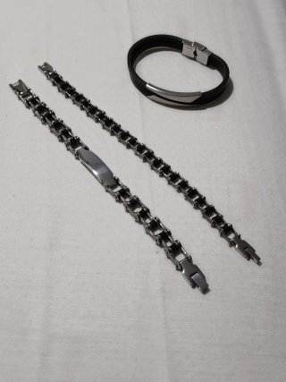 Lote 3 pulseras hombre acero