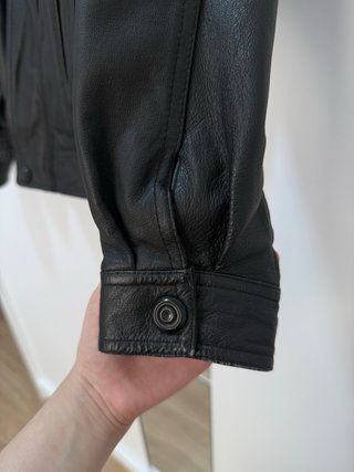 Cazadora biker de piel auténtica C&A negra vintage
