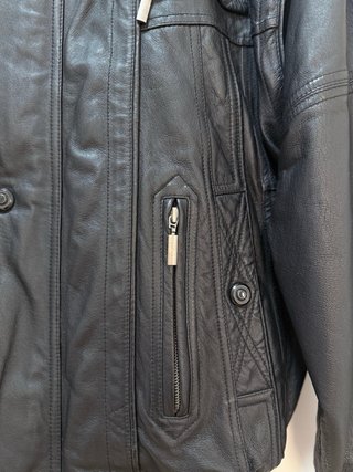 Cazadora biker de piel auténtica C&A negra vintage