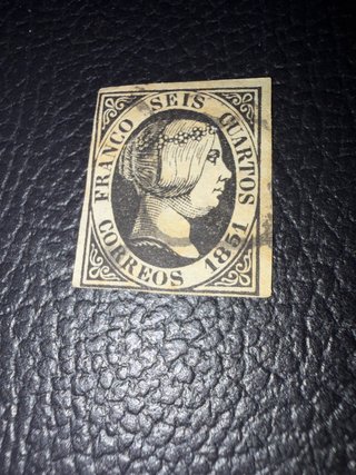 Sello Correos España 1851 6 Cuartos