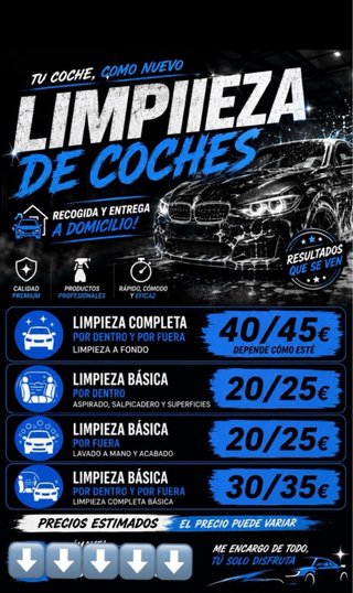 Limpieza de coches a domicilio.