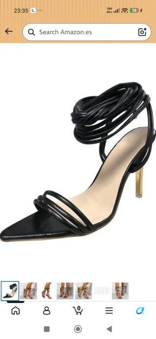Sandalias tacón cuerdas negras