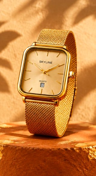 Reloj Skyline unisex acero quirúrgico oro18k-nuevo
