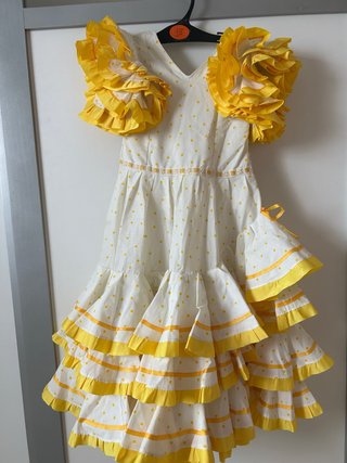 Traje Flamenca Niña Blanco/Amarillo