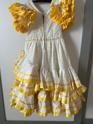 Traje Flamenca Niña Blanco/Amarillo