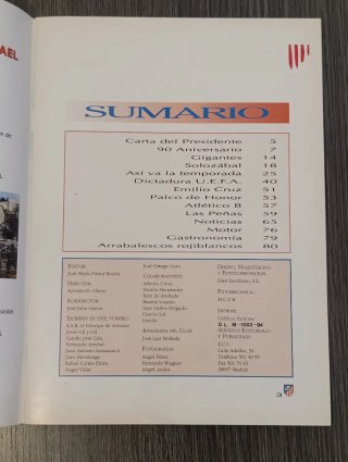 Revista Atlético de Madrid 1994 N°1