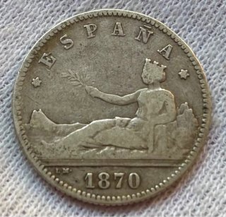 Moneda PLATA 1 Peseta 1870. España