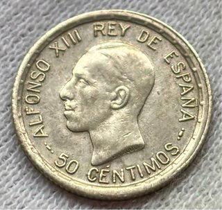 Moneda PLATA 50 Centimos 1926. ALFONSO XIII