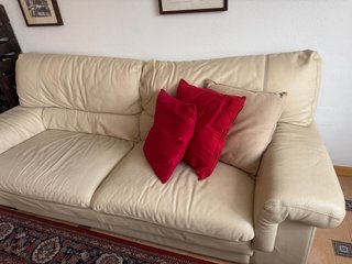 Conjunto de 2 Sofás de Piel Blanco Roto