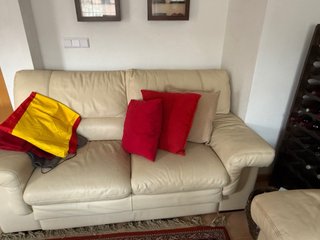 Conjunto de 2 Sofás de Piel Blanco Roto