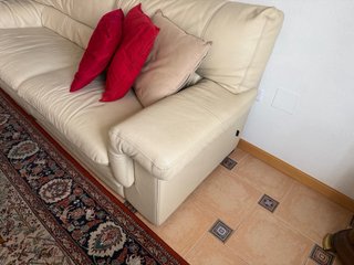 Conjunto de 2 Sofás de Piel Blanco Roto