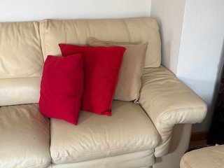 Conjunto de 2 Sofás de Piel Blanco Roto