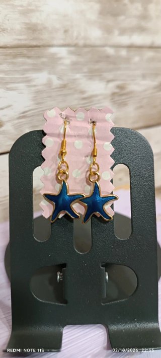 Pendientes de Estrella de Mar Azules