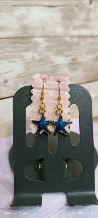 Pendientes de Estrella de Mar Azules