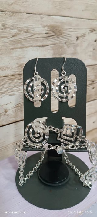 Conjunto Azteca,de Collar y Pendientes de Plata