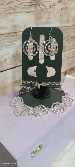 Conjunto Azteca,de Collar y Pendientes de Plata
