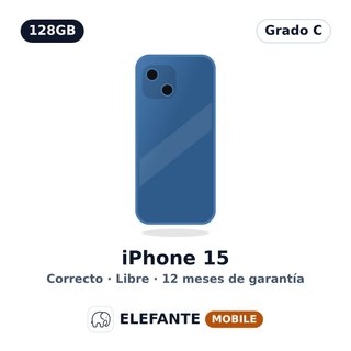 iPhone 15 128GB Azul · Grado C · Libre