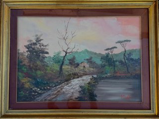 Quadro Paesaggio con Cornice Dorata