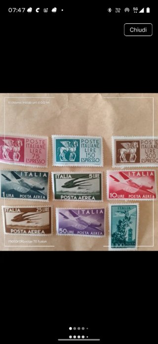 9 Francobolli Poste Italiane Anni 50