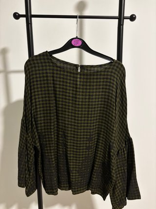 Blusa cuadros verde y negro Talla S