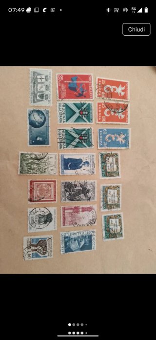 19 Francobolli Italiani Usati del 1958