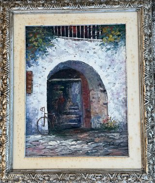 Quadro dipinto scorcio di borgo