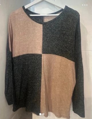 Jersey combinado beige y gris talla única