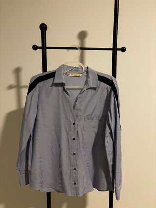 Camisa Zara Rayas Azul y Blanca Talla S