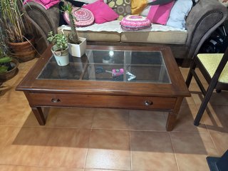 Mesa de centro madera y cristal