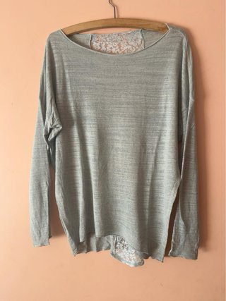 Jersey fino encaje espalda gris