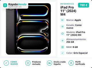 iPad Pro 11 (2024) M4 256GB Gris Espacial