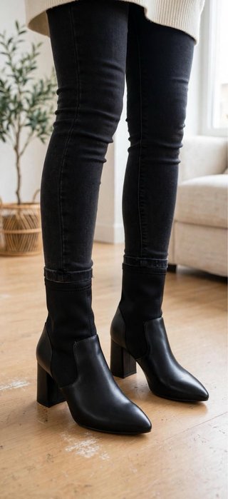 Botines Stradivarius Negro Punta Fina Talla