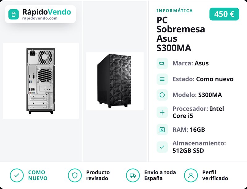 PC Sobremesa Asus S300MA Intel Core i5 16GB RAM