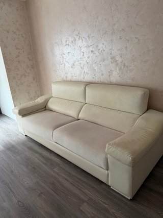 Sofá de dos plazas, eléctrico, de cuero blanco