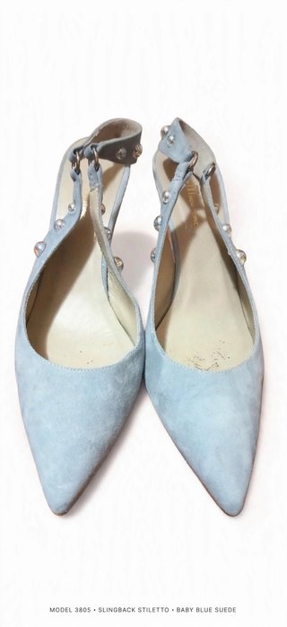 Zapatos de tacón azul bebé piel ante 40
