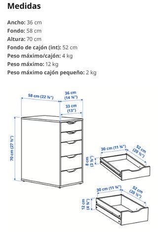 2 Cajoneras Ikea Alex Blanca