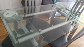 Mesa extensible cristal y metal 130 aora 80