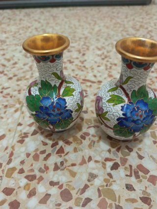 Coppia vasi cloisonné
