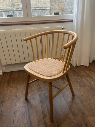 Silla de Comedor de Madera y Ratán. 4 disponibles