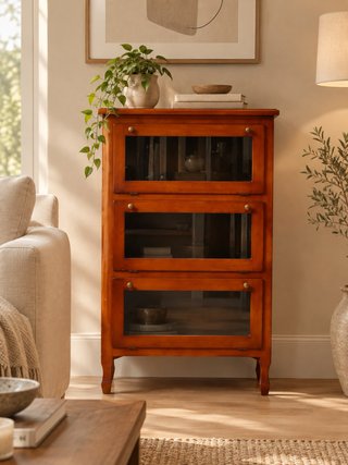 Mueble auxiliar clásico madera y cristal