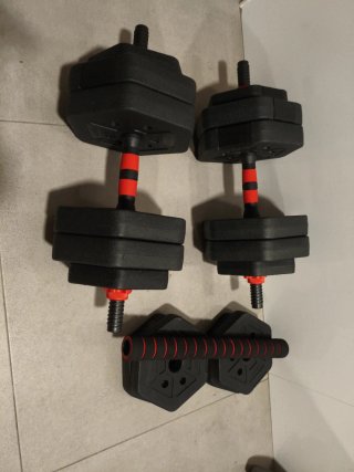 2 Mancuernas regulables + barra de unión