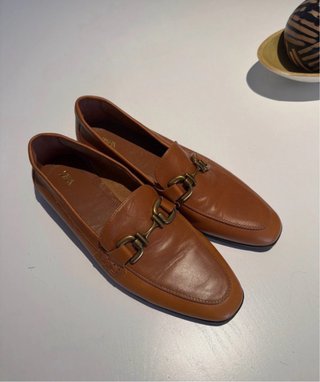 Mocasines de piel Zara Marrones